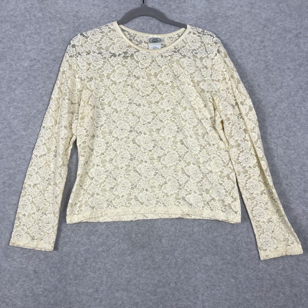 VTG Laura Ashley Lace Blouse Ivory Womens L Sheer Victorian Cottagecore - Picture 2 of 8